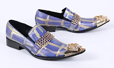 Men's Painted Gold Chain Western Loafers