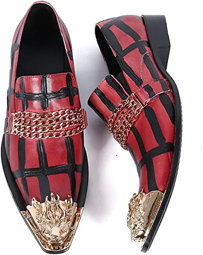 Men's Painted Gold Chain Western Loafers