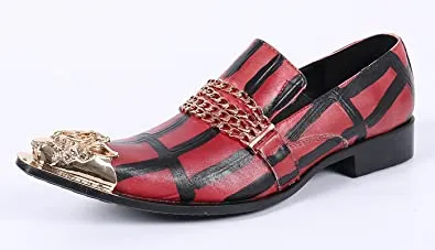Men's Painted Gold Chain Western Loafers