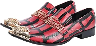 Men's Painted Gold Chain Western Loafers
