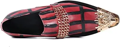 Men's Painted Gold Chain Western Loafers