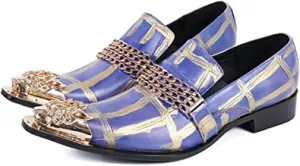 Men's Painted Gold Chain Western Loafers