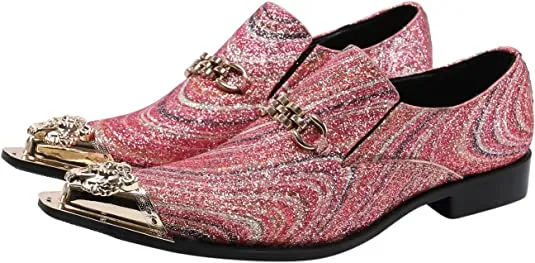 Men's Sequined Western Loafers Golden Hardware