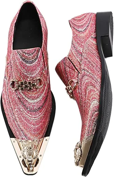 Men's Sequined Western Loafers Golden Hardware