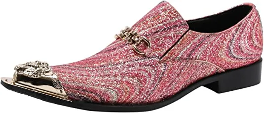 Men's Sequined Western Loafers Golden Hardware
