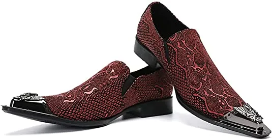 Men's Snake Printed Western Loafers