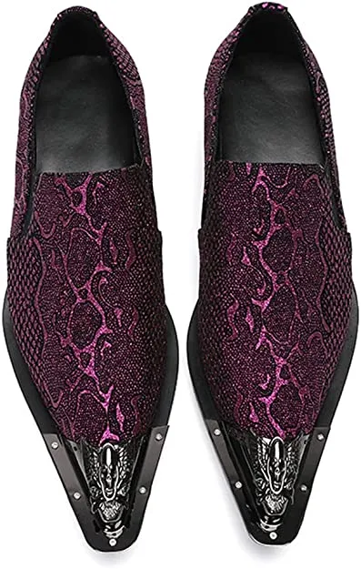Men's Snake Printed Western Loafers