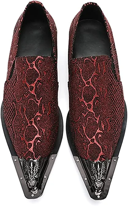 Men's Snake Printed Western Loafers
