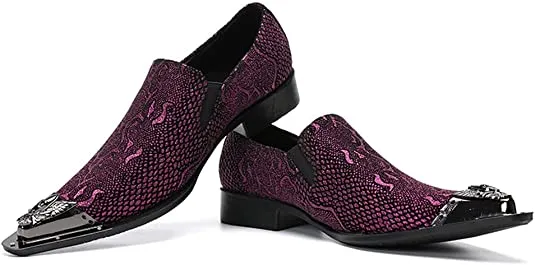 Men's Snake Printed Western Loafers