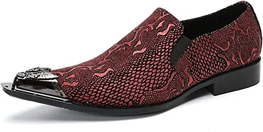 Men's Snake Printed Western Loafers
