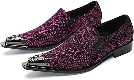 Men's Snake Printed Western Loafers