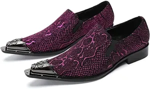 Men's Snake Printed Western Loafers