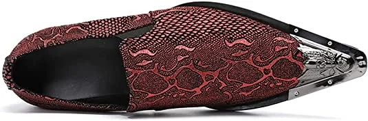 Men's Snake Printed Western Loafers