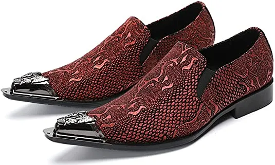 Men's Snake Printed Western Loafers