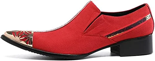 Men's Velvet Cuban Heel Party Western Loafers
