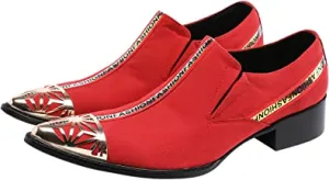 Men's Velvet Cuban Heel Party Western Loafers