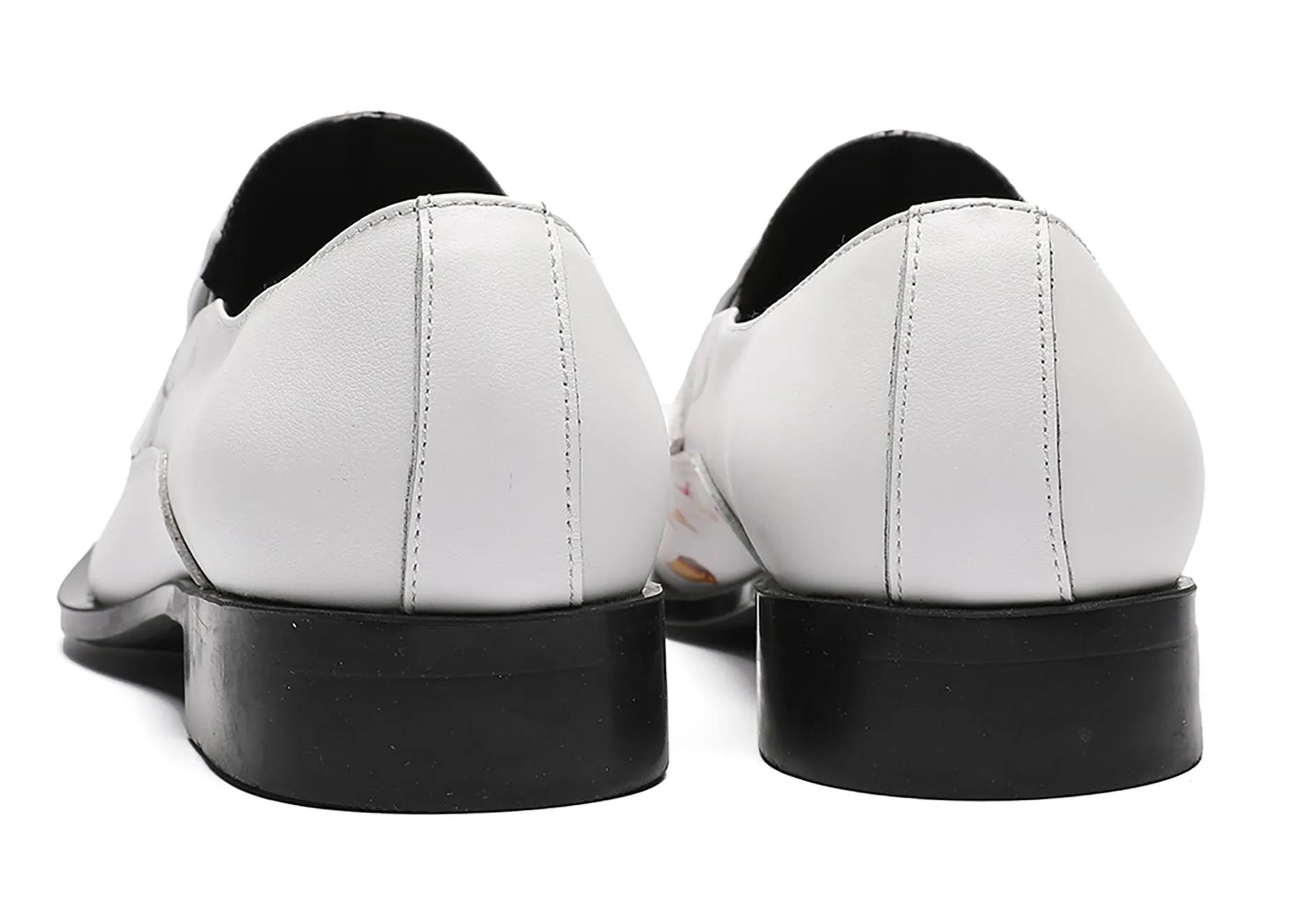 Mens White Dress Western Loafers Meal Tip Shoes