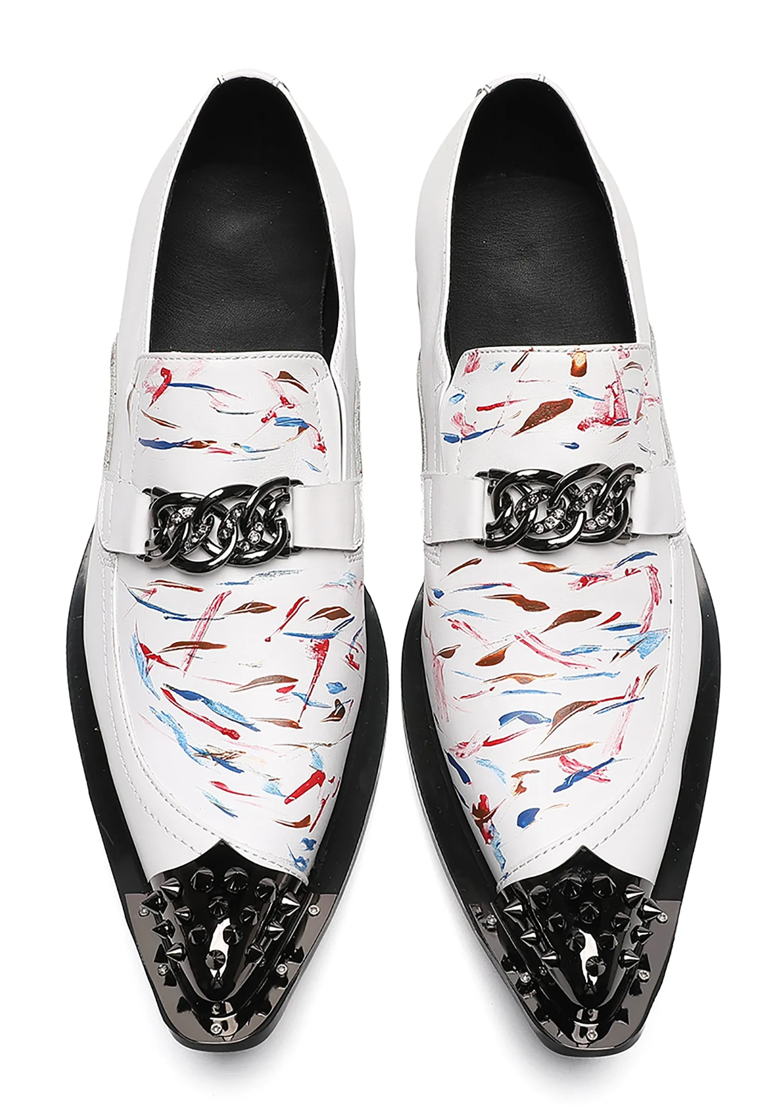 Mens White Dress Western Loafers Meal Tip Shoes