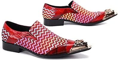 Men's Zigzag Lion Gold Tip Western Loafers