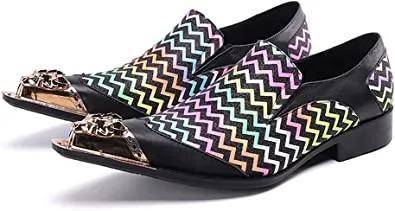 Men's Zigzag Lion Gold Tip Western Loafers