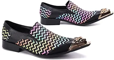 Men's Zigzag Lion Gold Tip Western Loafers