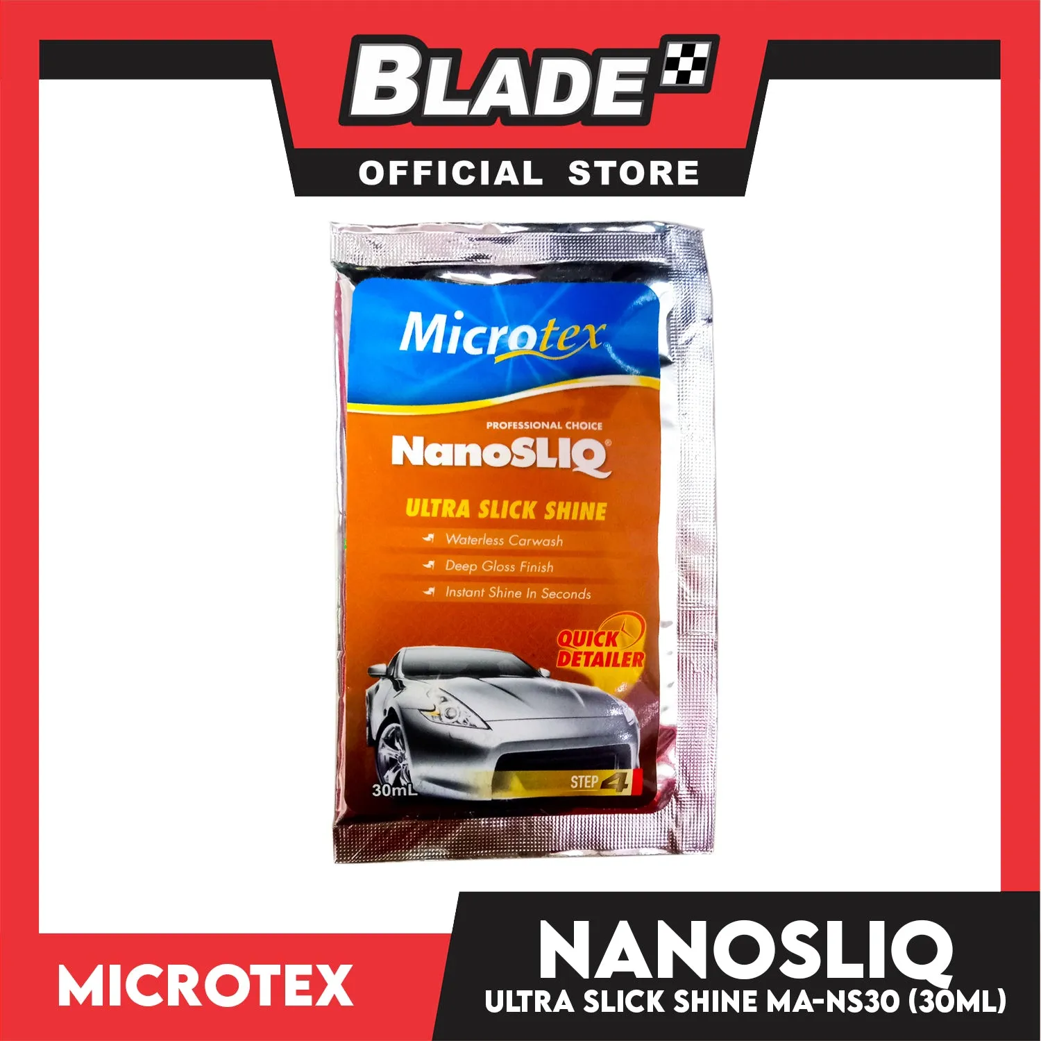 Microtex Nano Sliq Ultra Slick Shine, Quick Detailer 30ml Waterless Carwash, Deep Gloss Finish, Instant Shine In Seconds