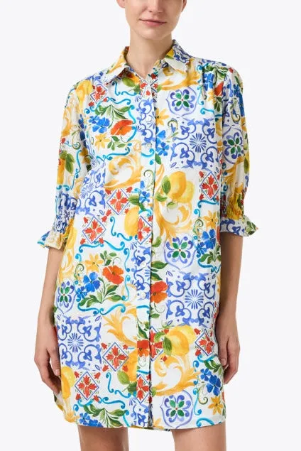 Multi Tile Print Cotton Dress