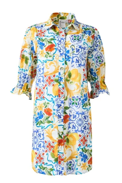 Multi Tile Print Cotton Dress