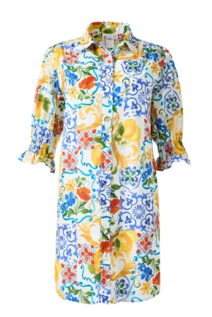 Multi Tile Print Cotton Dress