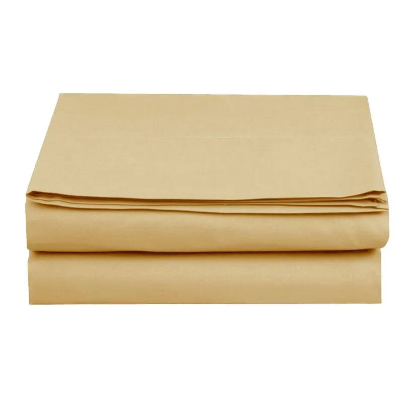 New in package! Wayfair Lesbury Microfiber Percale Flat Sheet in Gold, Sz Queen!