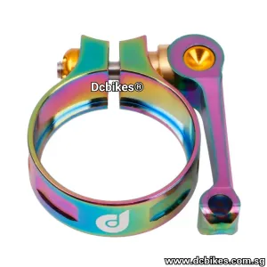Oil Slick 41mm Rainbow Folding Bike Quick Release QR Seat Clamp For 33.9mm Seat Post