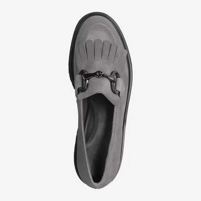 Paul Green Suede Titanium Loafer with Fringe 2734-054