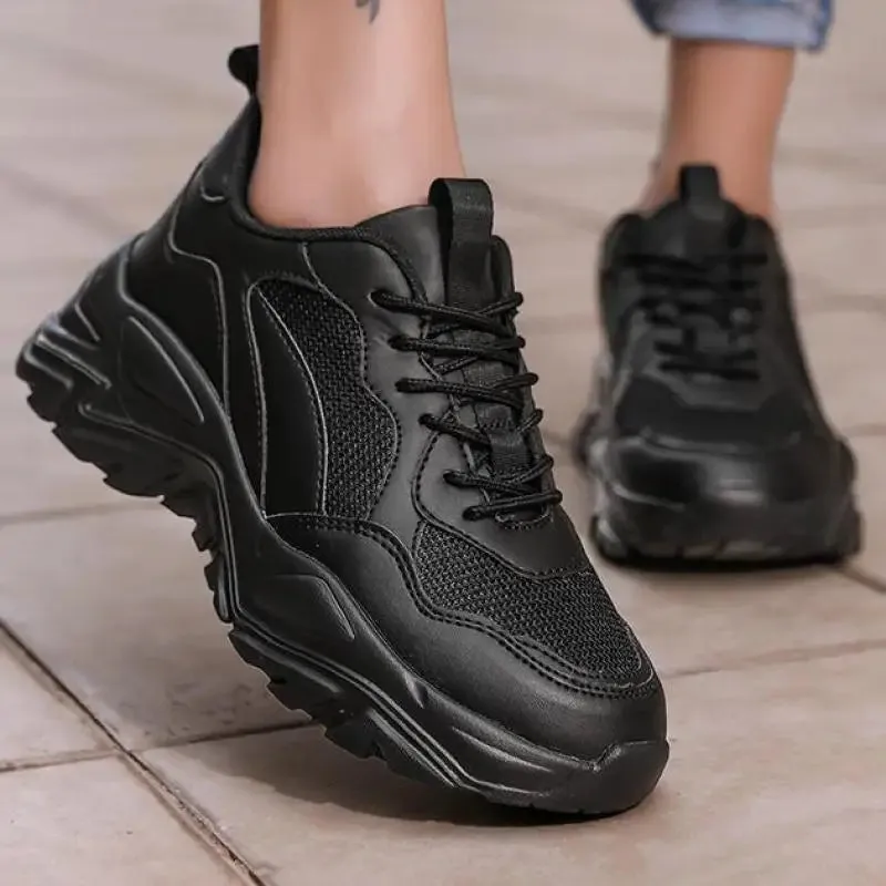 Pink Platform Sneakers Women Thick Sole Korean Chunky Sneakers 2025 Fashion Dad Shoes Woman Spring Height Increasing Sneakers
