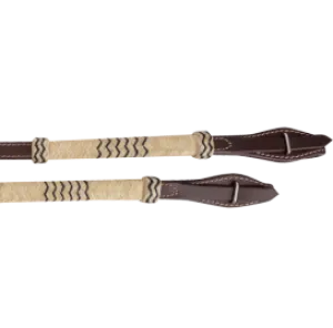 Quick Change Split Reins Chocolate Rawhide Black Trim