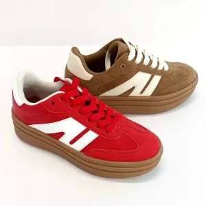 Red Block Colored Platform Sneakers