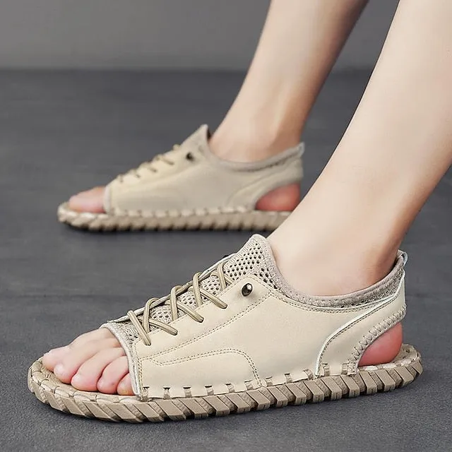 Retro Men's Handmade Leather Sandals for Everyday Summer Wear - 59 Street Vibes