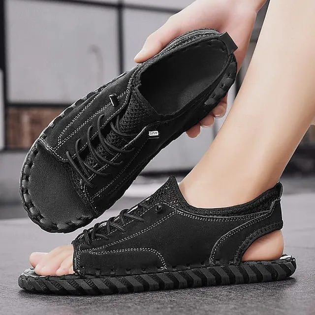 Retro Men's Handmade Leather Sandals for Everyday Summer Wear - 59 Street Vibes