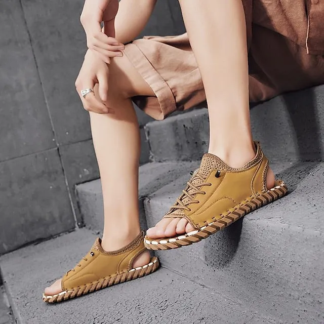 Retro Men's Handmade Leather Sandals for Everyday Summer Wear - 59 Street Vibes