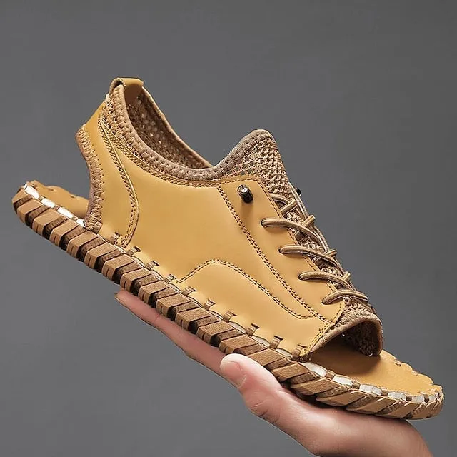 Retro Men's Handmade Leather Sandals for Everyday Summer Wear - 59 Street Vibes