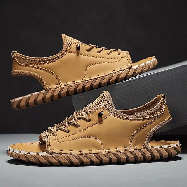 Retro Men's Handmade Leather Sandals for Everyday Summer Wear - 59 Street Vibes
