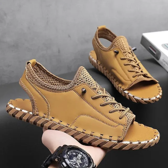 Retro Men's Handmade Leather Sandals for Everyday Summer Wear - 59 Street Vibes