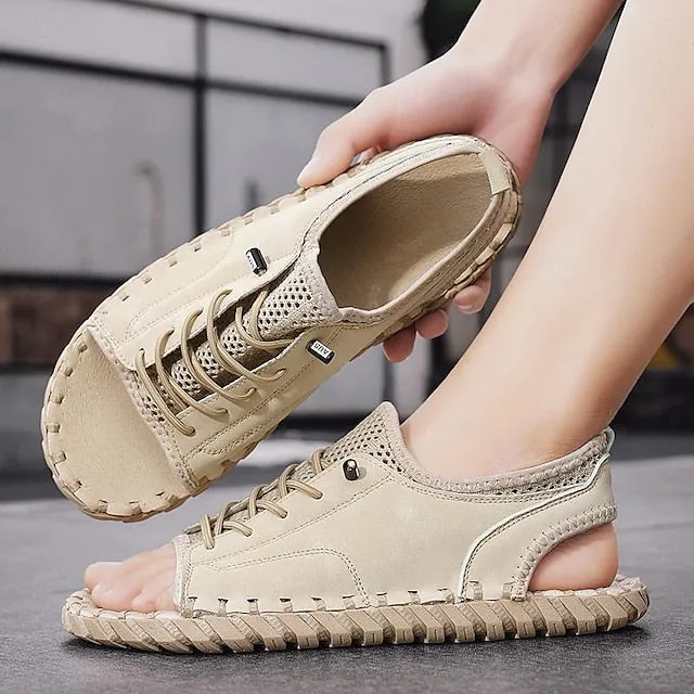 Retro Men's Handmade Leather Sandals for Everyday Summer Wear - 59 Street Vibes