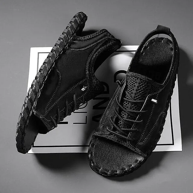 Retro Men's Handmade Leather Sandals for Everyday Summer Wear - 59 Street Vibes