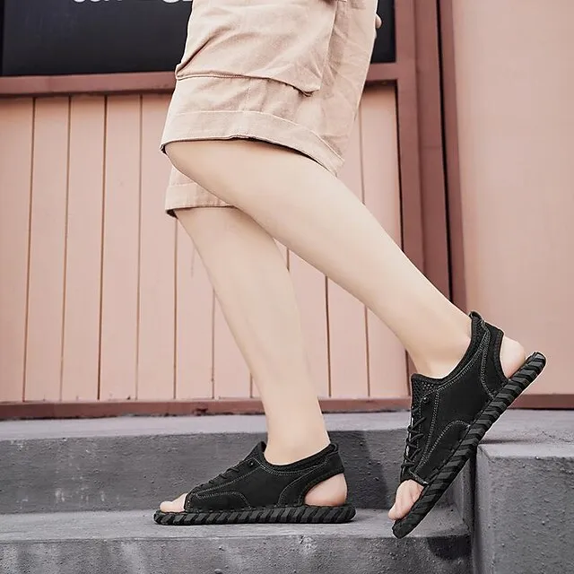 Retro Men's Handmade Leather Sandals for Everyday Summer Wear - 59 Street Vibes
