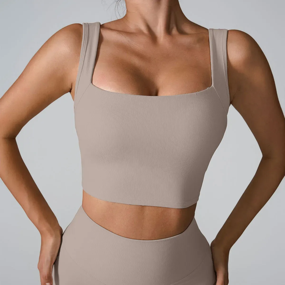 Ribbed Radiance Square-Neck Crop Top