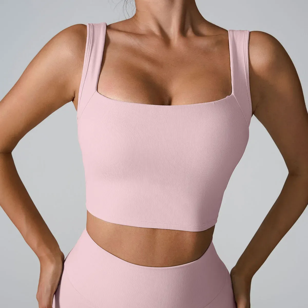 Ribbed Radiance Square-Neck Crop Top