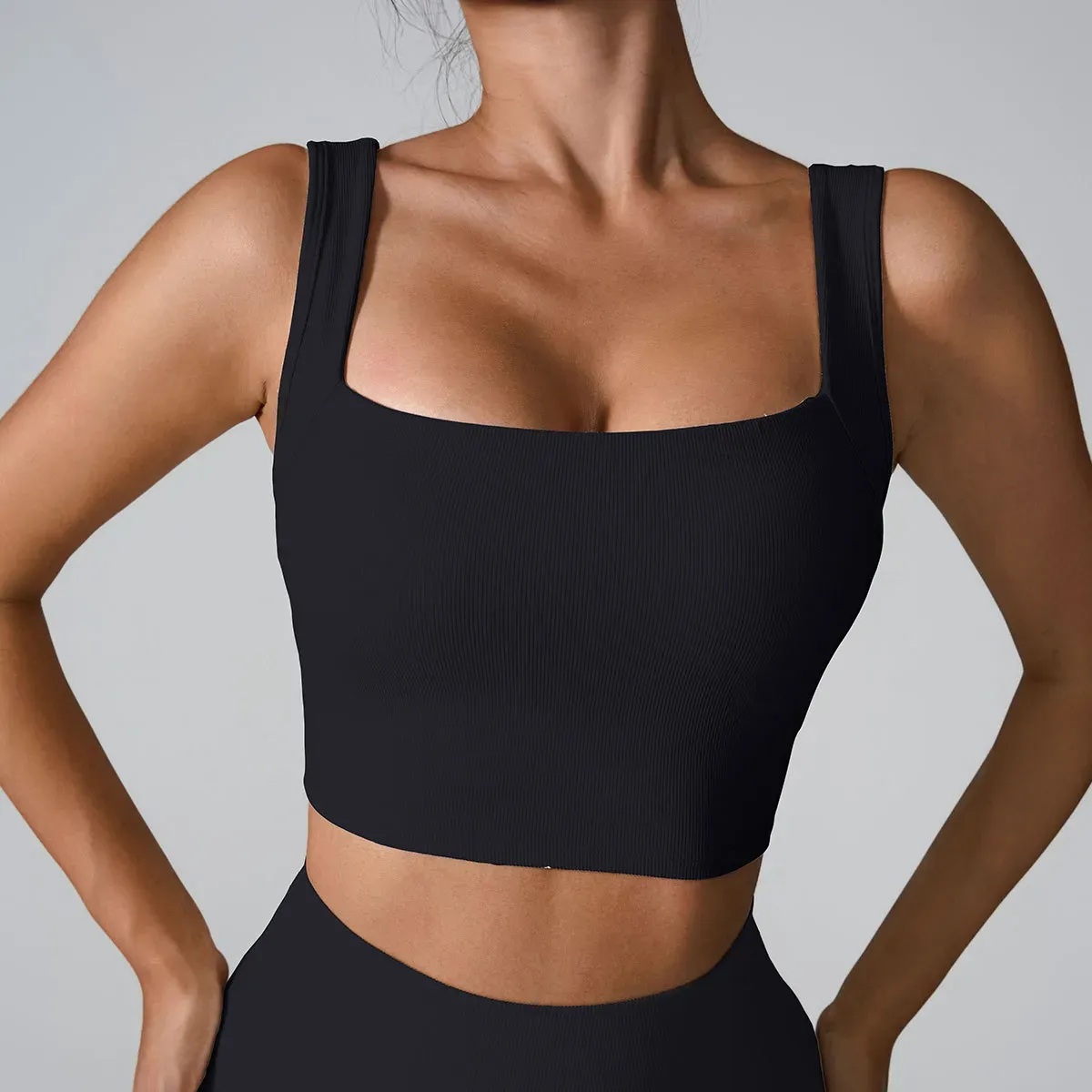 Ribbed Radiance Square-Neck Crop Top