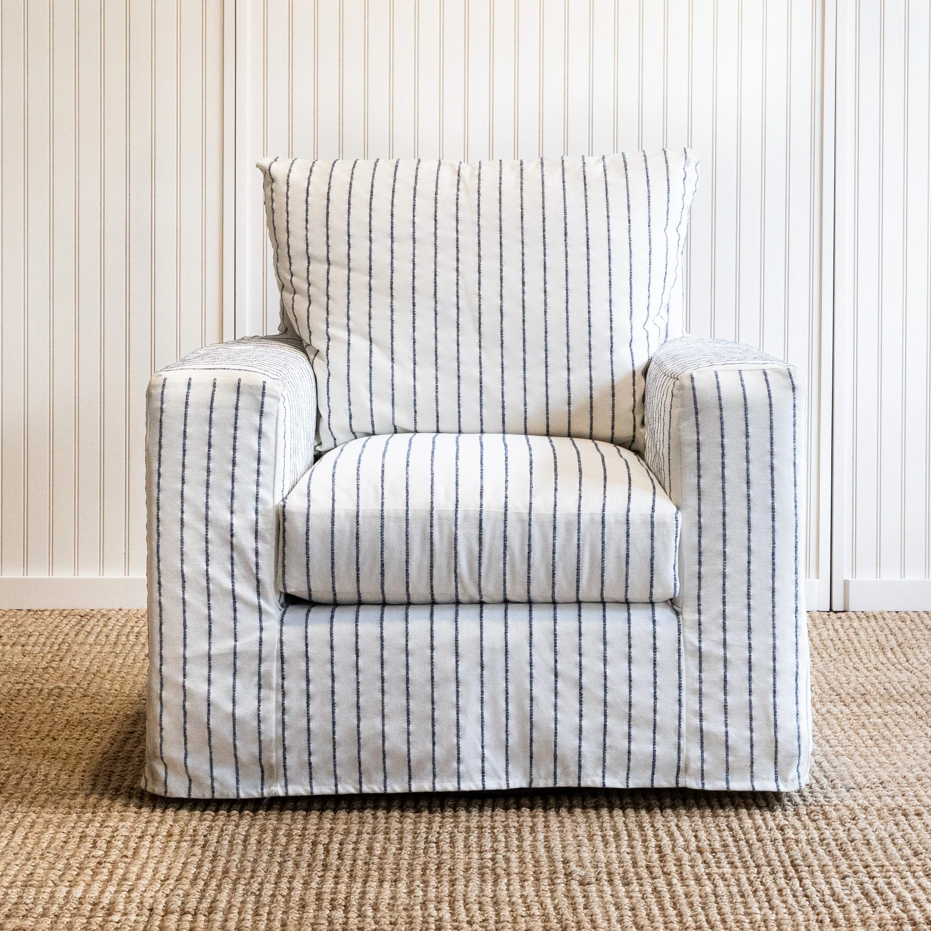River Slipcovered Swivel Chair