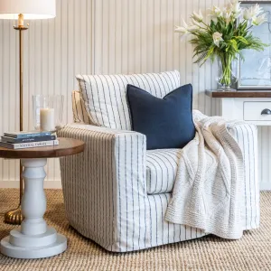 River Slipcovered Swivel Chair