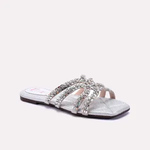 Silver Comfy Flat Fancy Slippers 0413011